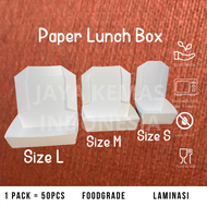 PAPER LUNCH BOX PUTIH S / KOTAK MAKAN KERTAS UKURAN M / PAPER LUNCH BOX L
