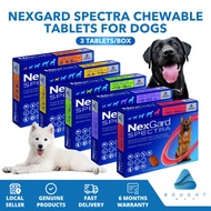NexGard Spectra Chewable Tablets for Dogs 3 Tablets/Box All Breed Sizes Flea Ticks Heartworm Defense