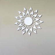 DIY 3D Mirror Surface Wall Sticker Sun Flame Fire Flower Home Decor Tile Mirror Art Decals