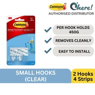 3M Command Small Clear Hooks With Clear Strips 2 Hooks / 4 Strips / 450G