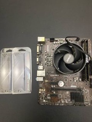 Msi a320 pro e + amd ryzen r5 2600 （6核12線程）+ g skill ddr4 2666 8g ram x2（有盒）+ amd 散熱 風扇