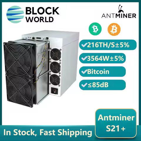 Antminer S21+ 216T 3564W BTC Miner With PSU Antminer S21plus Bitcoin Miner Bitmain S21+ BTC Mining T