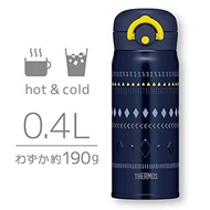 Thermos JNR-401 NV-Y Water Bottle, Vacuum Insulated Travel Mug, 13.5 fl oz (400 ml), Navy Yellow