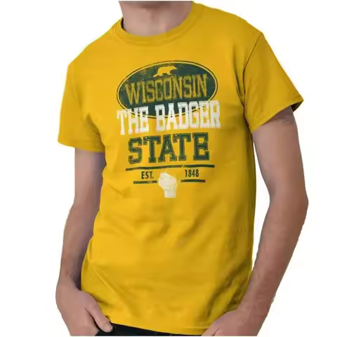 Wisconsin Badger State Souvenir Gift WI Womens or Mens Crewneck T Shirt Tee