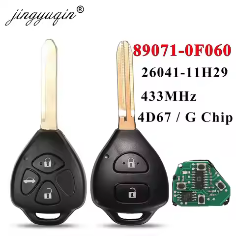jingyuqin Remote Key 2/3 Buttons 433MHz 4D67 / G Chip for Toyota Corolla Avensis Yaris Verso Auris F