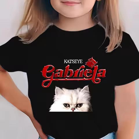 KATSEYE Gabriela Tour Graphic Kids T-shirt Girl Harajuk Summer Short Sleeve Tee Katseye Pattern Cott