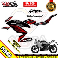 Striping Ninja 250 Mono Variasi - Stiker Motor Ninja 250 Mono Desain Line Carbon