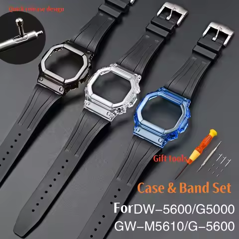For Casio G-Shock DW-5600 DW-5000 GW-M5610 5600 Replacement Case & Band Set TPU Rubber Bracelet Band