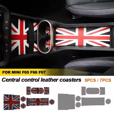 For Mini Cooper F65 F66 F67 Leather Car Center Control Mat Slot Cup Holder Pad Anti-slip Decoration 