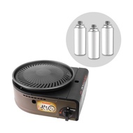 【Iwatani岩谷】日本圓型無煙燒烤磁式瓦斯爐1.0kW搭贈瓦斯罐3入