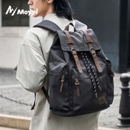 MOYYI 27L Large Flap Backpack For Men Drawstring Multi Pockets Canvas 17.3 Inch Laptop Compartment T