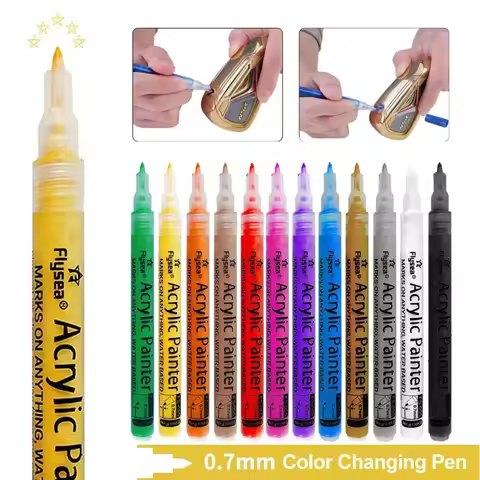 0.7mm Color Changing Golf Pen Acrylic Ink Pen Golf Club With Strong Sunscreen Waterproof Covering Po