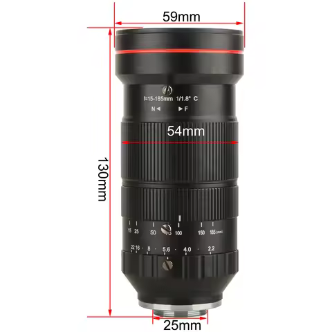 KOPPACE 8 Million Pixel 15-185mm Manual Zoom Industrial Inspection Lens C-Mount