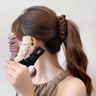 Solid Color Satin Pleated Hair Clip Women's Elegant High-end Banana Clip Versatile Hair Accessories