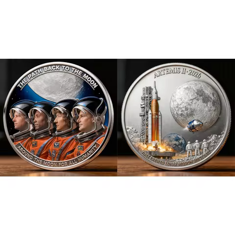 Apollo Artemis Space Theme Commemorative Coin Metal Souvenir Collectible Challenge Coin Gift for Col