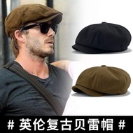 Topi Gaya Beckham Beret British Lelaki Musim Panas Retro Topi Tukang Berita Lelaki Topi Perlindungan