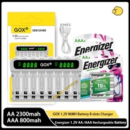 Energizer 1.2V AA/AAA Rechargeable battery with GOX 8 Slots Smart Battery Charger (Black/)