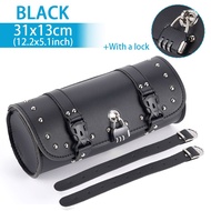 Motorcycle Tool Bag Waterproof Saddlebag Faux Leather Handlebar Roll Bag Side Pannier Retro Sissybar
