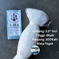 035MM X 89mm(3.5" Inci lubang) X Tinggi 8 Kaki X Panjang 300Kaki Pukat Jaring Ikan/Mata Tegak / Isi 
