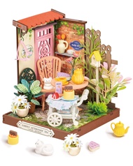 Rolife DIY Mini Building House Miniature Kit-Fancy Tea Yard, Miniverse Lifestyle Mini Bookshelf Deco