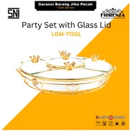 Prasmanan Putar Wadah Saji Keramik Set Motif Lining Gold Fiorenza LGM-772GL