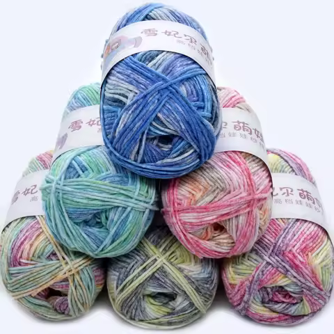 1.5mm Milk Cotton Yarn 4 Strands of Yarn Segment Dyed Gradient DIY Jewelry Accessory 60% Cotton 120m