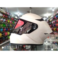 Helm Full Face KYT TT Course Plain White Putih Glossy Paket Ganteng Original SNI