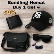[Mall AKJS44] Cool Package.Buy 1 get 4.Buy a sling bag and get a Distro baseball cap. Free wallet an