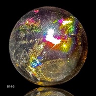 B14-3 大彩虹光 茶水晶球 隱性藍針 高能量 小型隨身 茶晶球 聚財