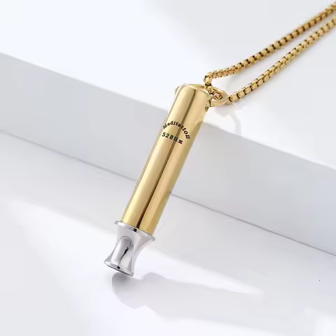 528Hz Meditation Mindfulness Breathing Pendants Fashion Stainless Steel Men and Women Whistle Neckla