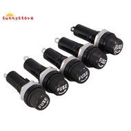 5 Pcs AC 125V 15A 6 x 30mm Panel Mount Fuse Holder