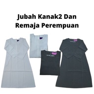 [Ready Stock] Jubah Perempuan Putih Dan Hitam  Kanak-Kanak, Remaja Dan Dewasa Perempuan - Jubah Kosh