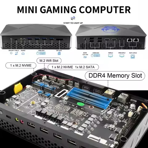 Office Mini Dekstop PC Core i5-8305G i7-8709G 2xHDMI 2xDP Four Displays 8xUSB Dual Lan Win11 Mini Ga