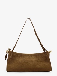 Alaia East West Leather Shoulder Bag With Engraved Logo Lettering - Vertkaki, UNI