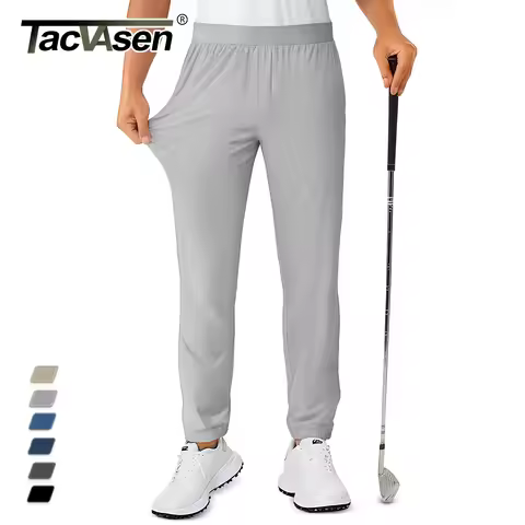 TACVASEN Golf Pants Men's Stretch Joggers with Zipper Pockets Breathable Lightweight Pants Work Casu