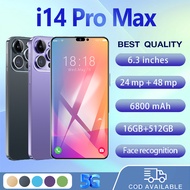 โทรศัพท์มือถือ Phone i14 Max Pro 5G 6.3นิ้ว โทรศัพท์มือถือ วีดีโอสั้นเกมมือถือ รองรับ2ซิม Smartphone 4G/5G โทรศัพท์สมา แรม16GB รอม512GB โทรศัพท์ถูกๆ Android13.0 i14 Pro สมาร์ทโฟน [Ready Stocks]