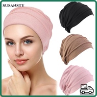 SUSANSTY Women  Head Cap Hat Muslim Scarf Cap Cancer Ruffle Hat