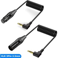 Kabel Teleskopik Spring 3.5mm ke XLR XLR Sesuai untuk Mikrofon Telefon Mudah Alih Pemain MP3 Kompute