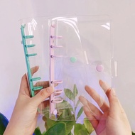 A5/A6 Macaroon Notebook Transparent 6 Rings Binder File Folder Loose Leaf Ring Binder Kawaii School 