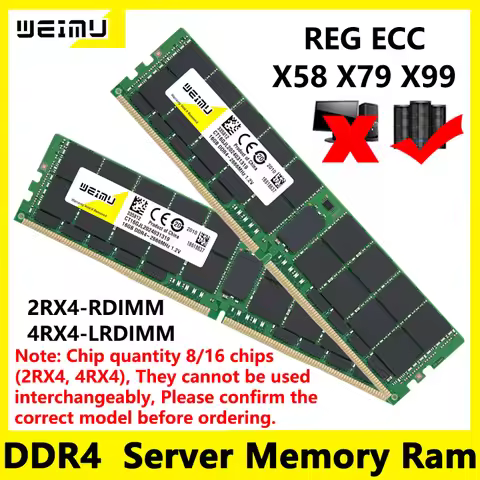 DDR4 8GB 16GB 32GB 64GB REG ECC Server Memory Ram PC4 1.2V 288Pin 2133 2400 2666 2933 3200Mhz 2RX4 4
