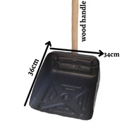 DUSTPAN HANDMADE FROM BLACK CONTAINER PLASTIC,WOOD HANDLE,DUSTPAN ONLY