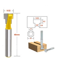1pc 1/4" 1/2" Shank High Quality T-Slot Cutter Router Bit for 6mm Hex Bot