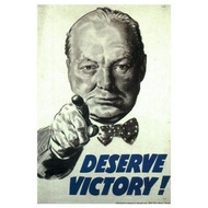 Deserve Victory Vintage War Poster Winston Churchill Uk 1945  silk Poster Decorative Painting  24x36
