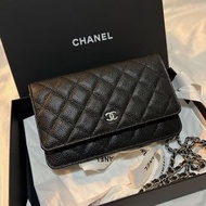 Chanel Woc黑銀牛皮
