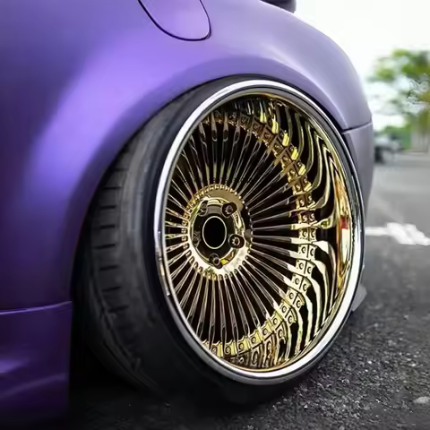 Gold 5x120 5x114.3 5x127 Staggered Steel Wire Spoke Rims Forged 20 22 24 26 Inch Wheels for