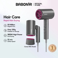 【1 Year Warranty】Babonir Hair Dryer 50 Million Negative Ionic Low Noise Foldable 330g Lightweight | 