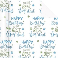 WRAPAHOLIC Funny Birthday Wrapping Paper Roll for Dog Dad - Mini Roll - 17 Inch x 16.5 Feet - Happy 
