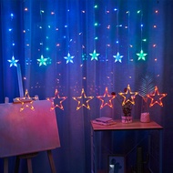 Solar Curtain Lamp 3.5m LED Stars Moon Meteor Shower Garland Holiday Strip Light Outdoor Fairy Solar