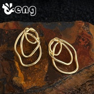 Original Thick Plated 18K Real Gold Fashion Minimalist Geometric Surrounding Line S925 Silver Stud E