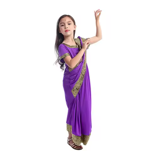 Charming Bollywood Princess Costume Indian Girls Saree Performance Party Dress Halloween Costume for